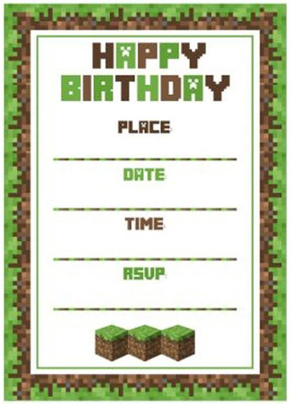 Minecraft Birthday Invitation Template Free Invitation Templates