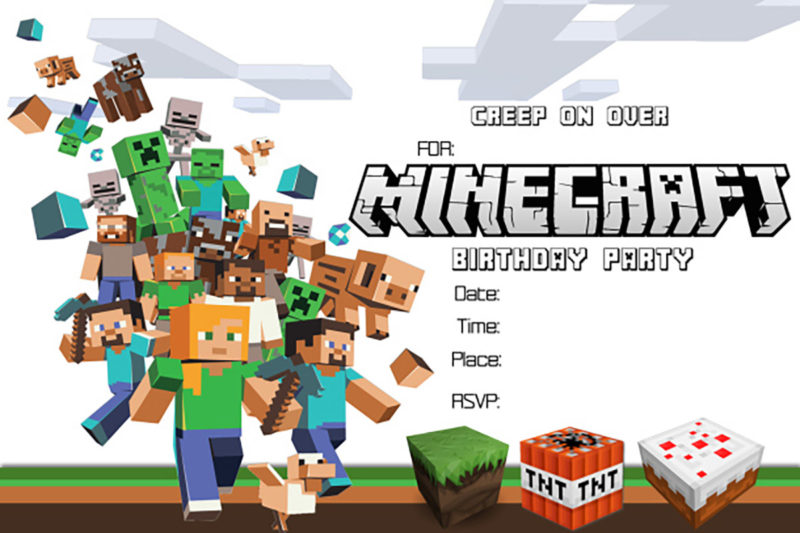 Party at Ease with Minecraft Invitations Free Invitation Templates