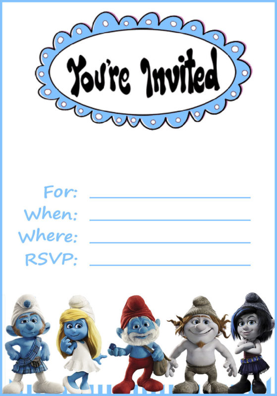 Spice up your party invitation with Smurf Invitations | Free Invitation ...