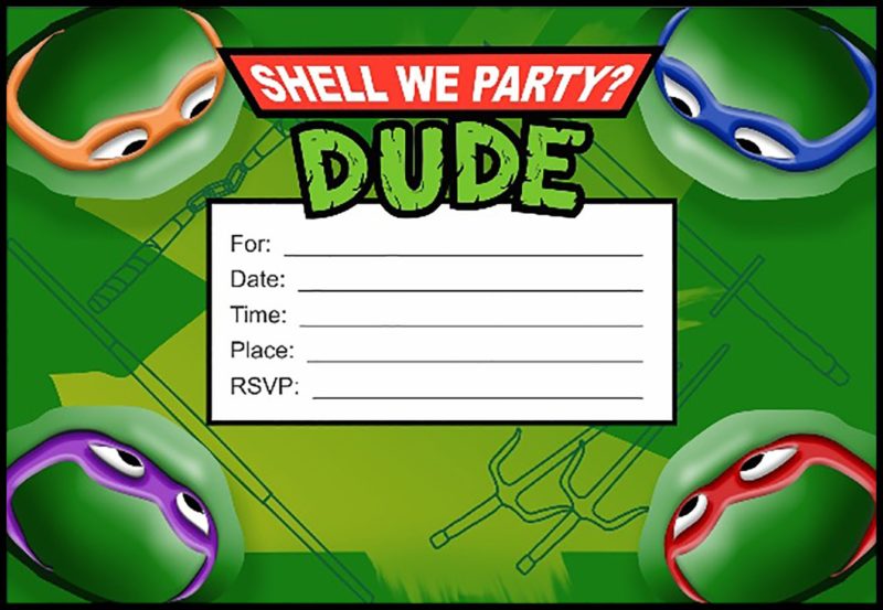 Teenage Mutant Ninja Turtles Another Great Idea For A Birthday Party Invitations Free Invitation Templates